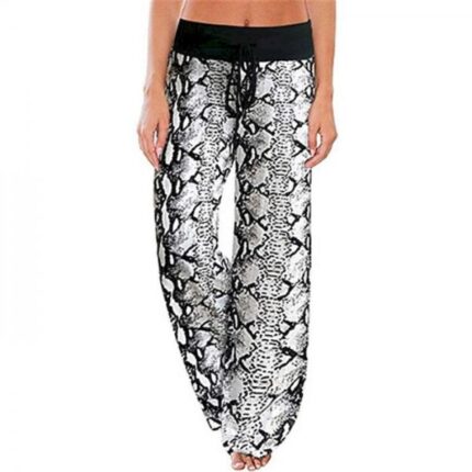 Women's Basic Streetwear Comfort Casual Gym Culottes Wide Leg Pants Flower / Floral Graphic Prints Snake Print Full Length Elast