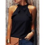 Vintage Black Plain Sleeveless Cami - Image 2
