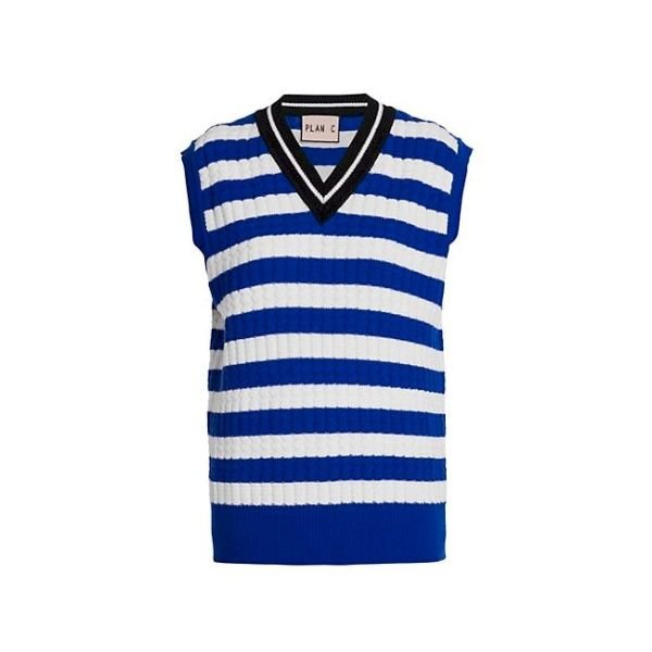 b88a9b2523e3e17de638f5186399f5ba Sleeveless Stripe Wool Knit Top - Image 1