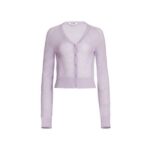 Lavender V-Neck Cropped Knit Cardigan