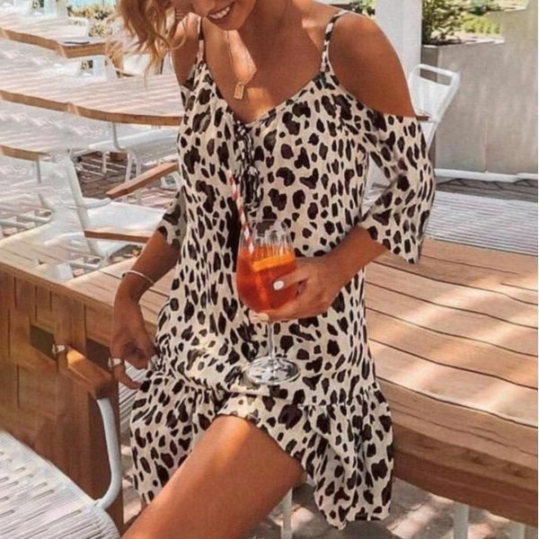 imgi_2_f4118bac69b483ad0e8daf65047a6e9a-1.jpg Leopard Print Cold Shoulder Mini Dress - Image 1