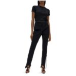Black High-Waisted Lace-Up Side Flare Pants - Image 2