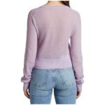 Lavender V-Neck Cropped Knit Cardigan - Image 5