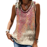 Women's Gradient Floral Print Sleeveless Tank Top, Loose Fit Casual Summer Blouse